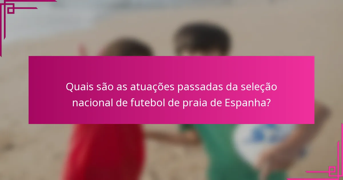 Quais são as atuações passadas da seleção nacional de futebol de praia de Espanha?