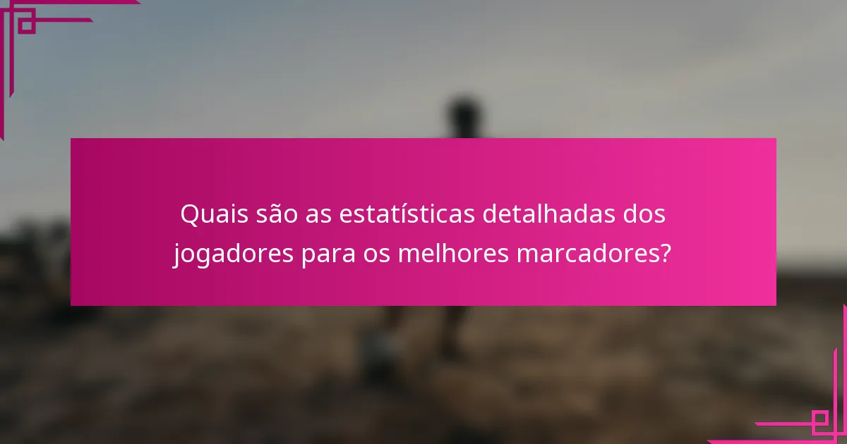 Quais são as estatísticas detalhadas dos jogadores para os melhores marcadores?